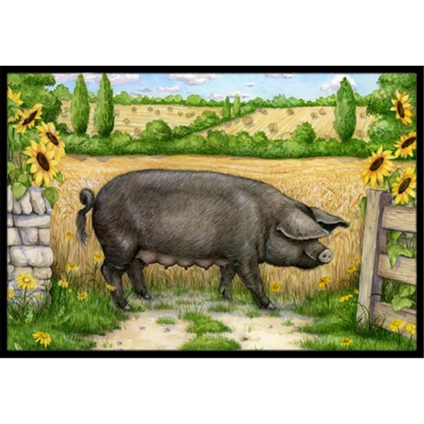 Micasa Black Pig with Sunflowers Indoor or Outdoor Mat, 18 x 27 MI55763